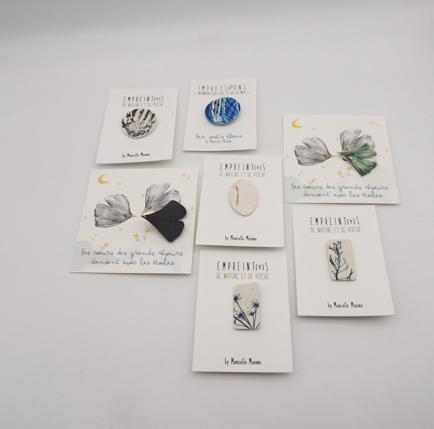 Broche (empreintes et Cyanot) - Mamzelle Maxime