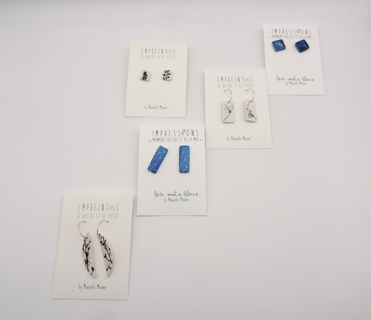 Boucles d'oreilles (empreintes et Cyanot) - Mamzelle Maxime