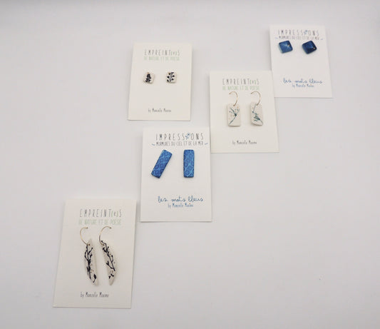 Boucles d'oreilles (empreintes et Cyanot) - Mamzelle Maxime