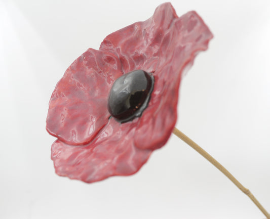 Coquelicot sur bambou - Mady BALTHAZAR